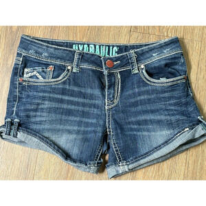 Hydraulic, Medium Wash, Women's Low-rise Jean Shorts, Size 12, Tag is frayed